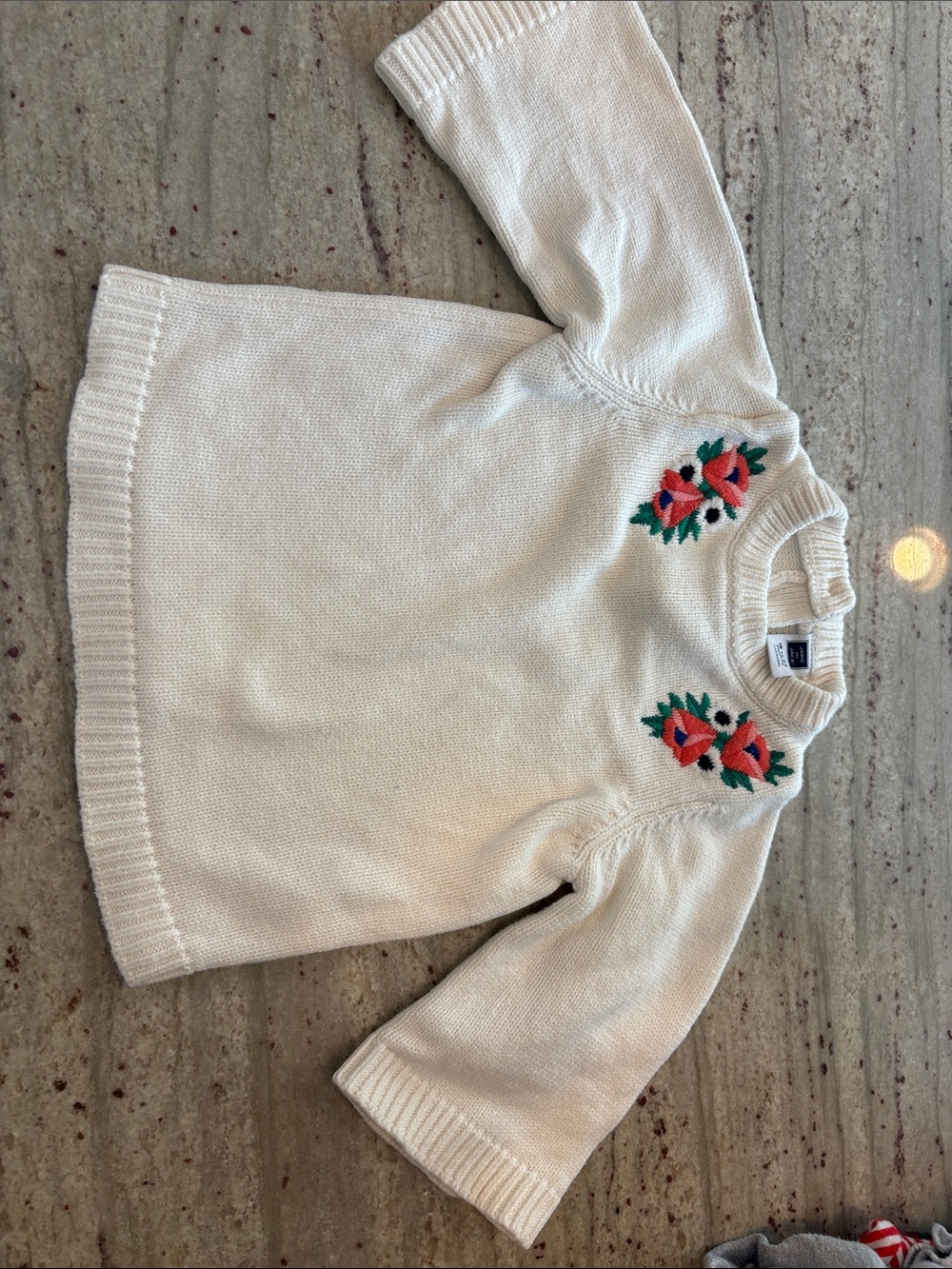 Cream Floral Embroidered baby Sweater